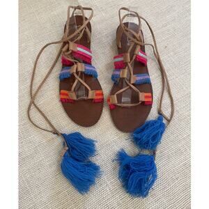 Brash Multicolor Tassel Tie‎ Up Gladiator Sandals, Summer Style! Ladies Size 11